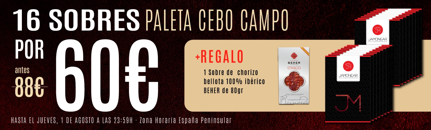 Pack 16 Sobres Paleta Cebo Campo + Regalo Chorizo Beher por 60€